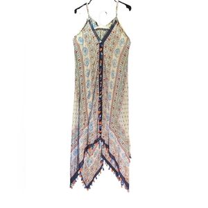 Love Stitch Adjustable Strap Sundress Cover Up Paisley With Tassels Size Small